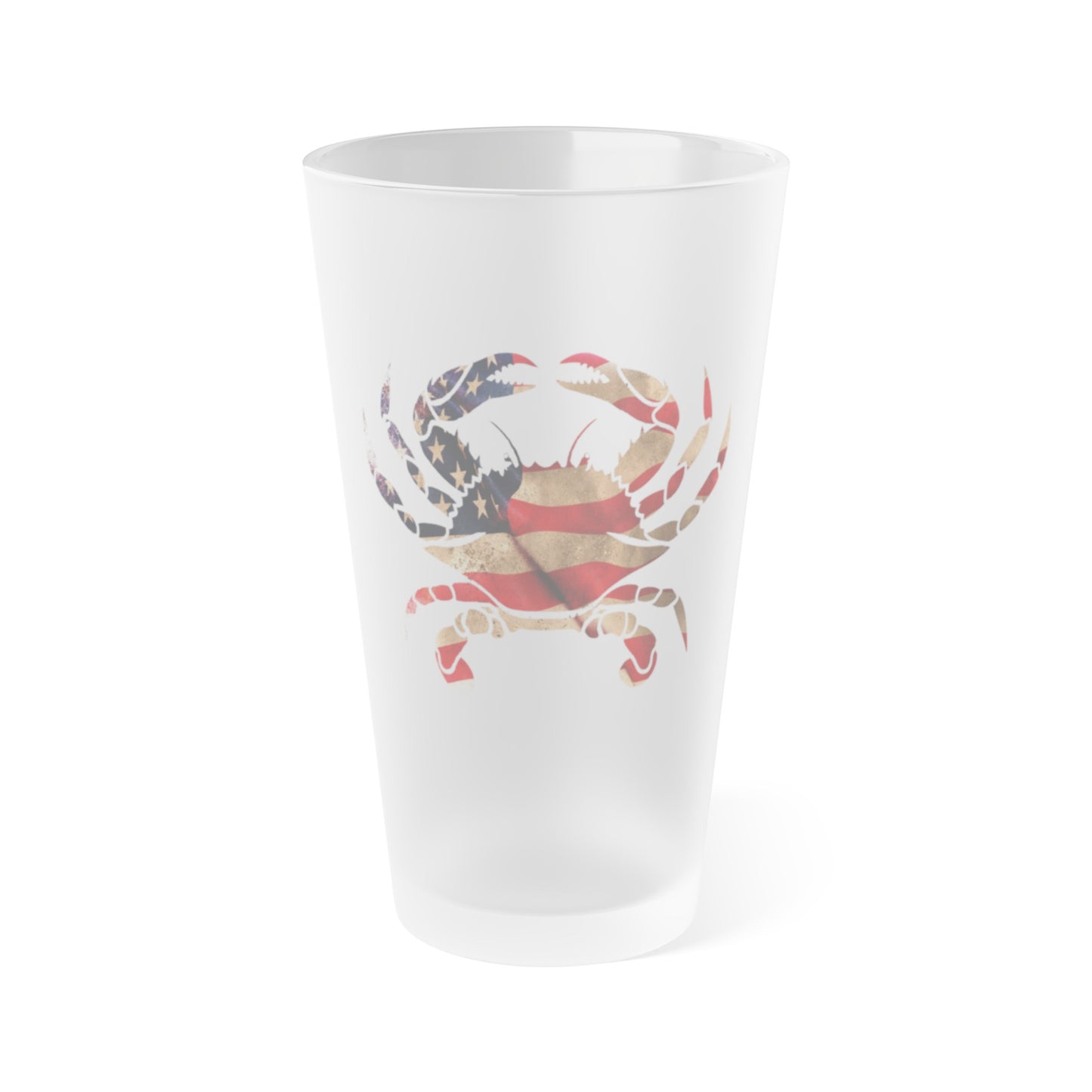 Frosted Pint Glass, 16oz - USA Crab