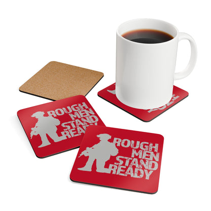 Rough Men Stand Ready Corkwood 4-piece Coaster Set