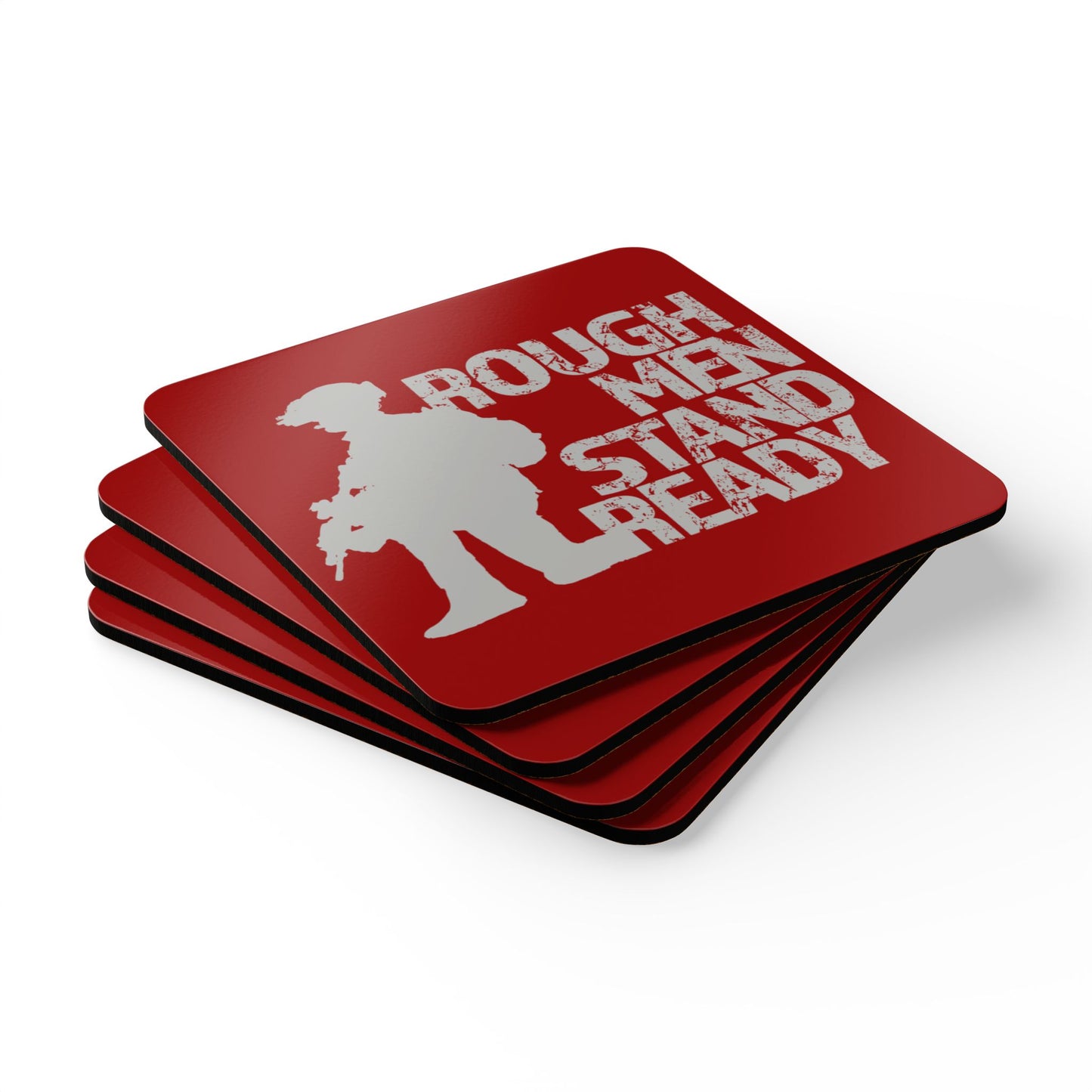 Rough Men Stand Ready Corkwood 4-piece Coaster Set