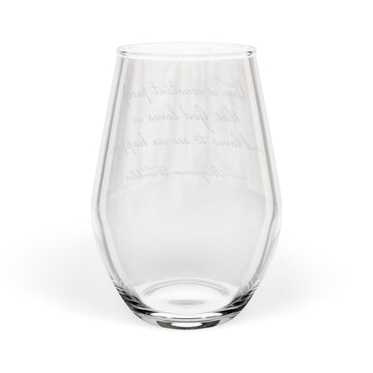 Stemless Wine Glass, 11.75oz - Ben Franklin Quote "Wine Is Proof"