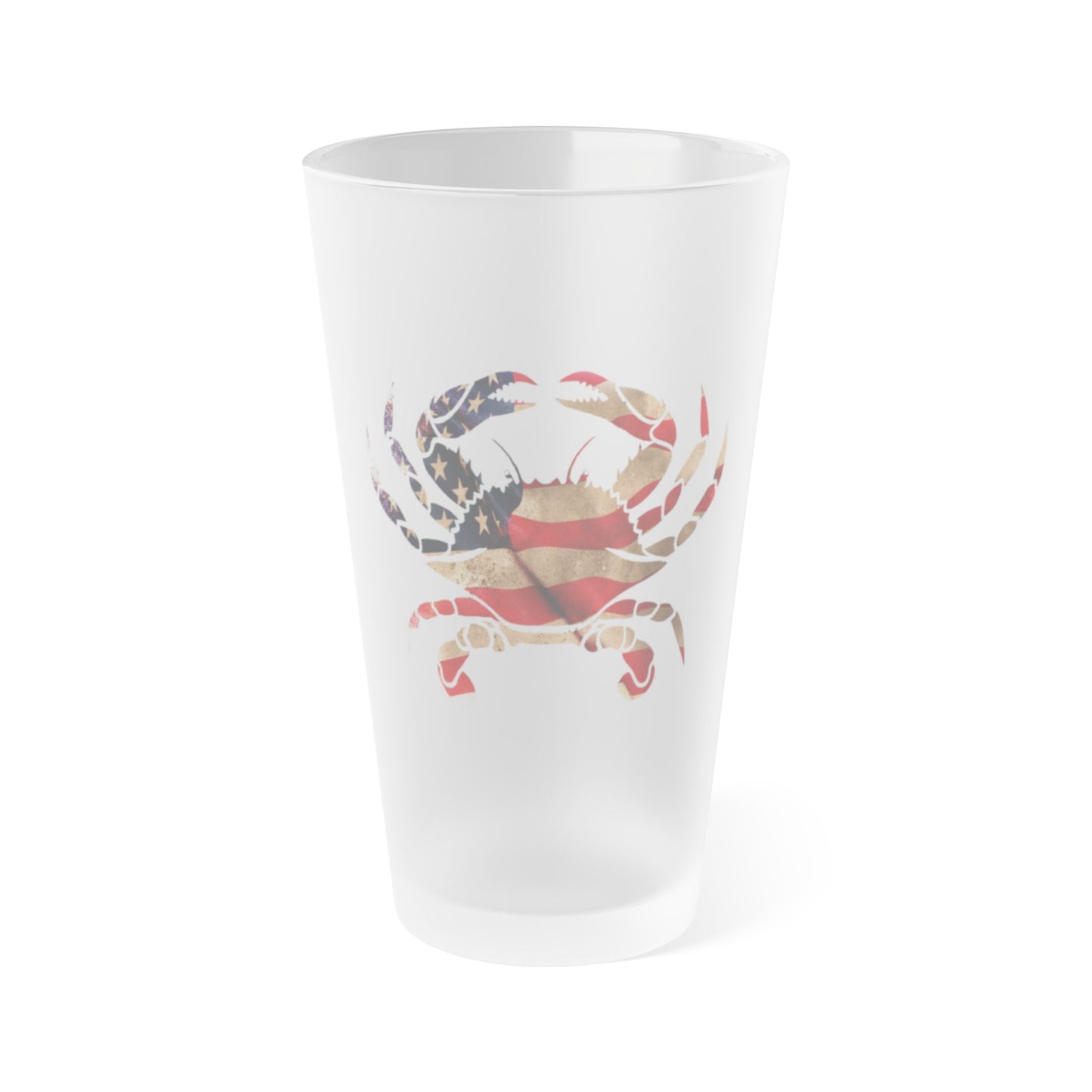 Frosted Pint Glass, 16oz - USA Crab