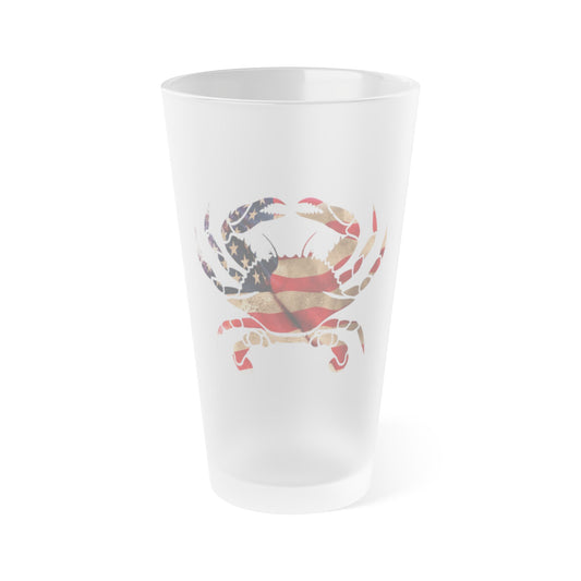 Frosted Pint Glass, 16oz - USA Crab